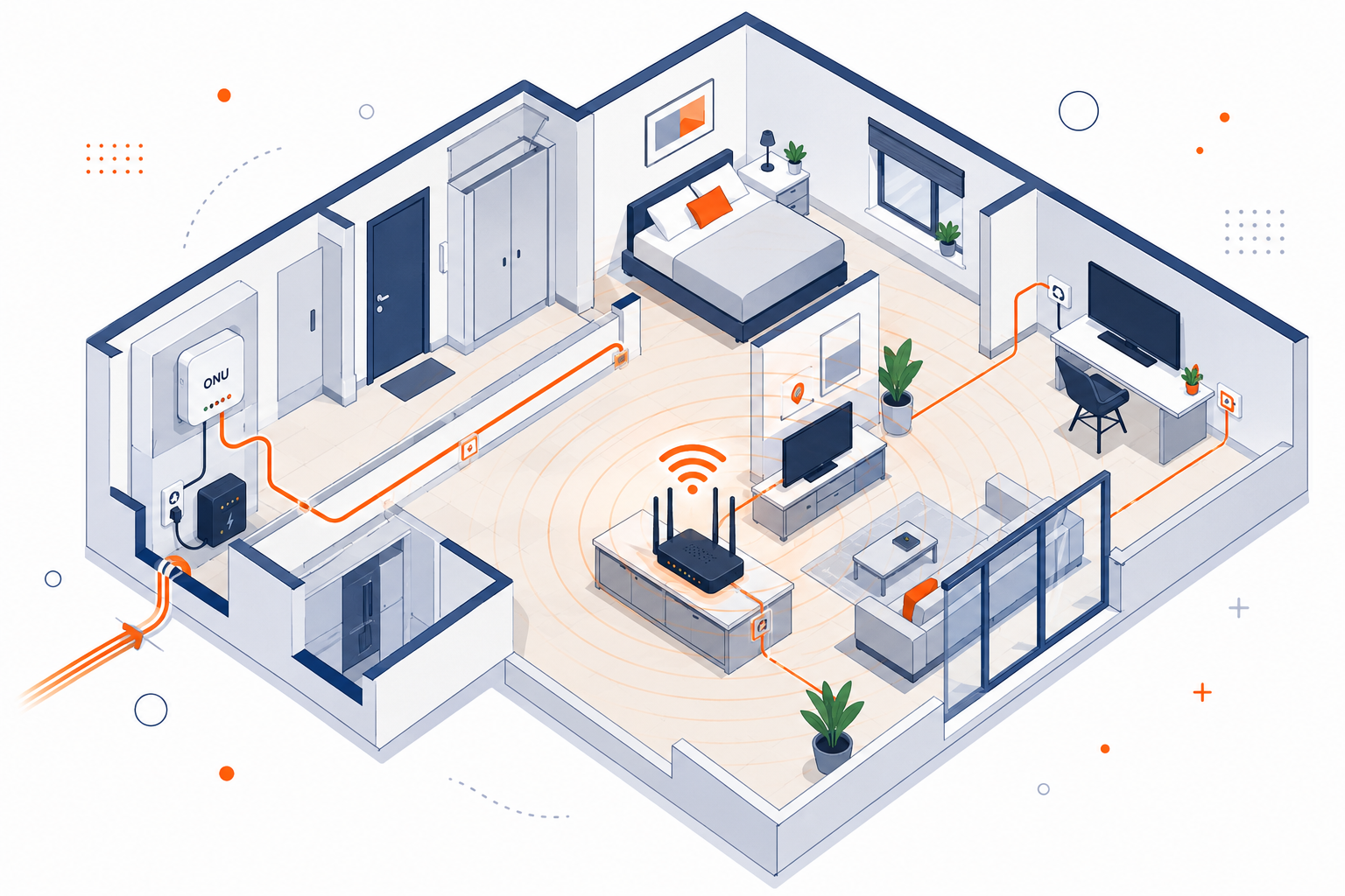 Оптичний кабель FTTH у квартирі